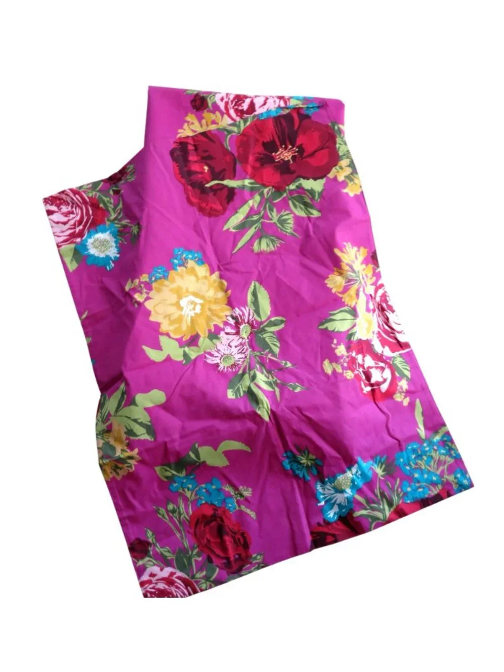 New H&M Twin Floral Duvet Cover Set Vibrant Pink Multicolor Flowers 100% Cotton